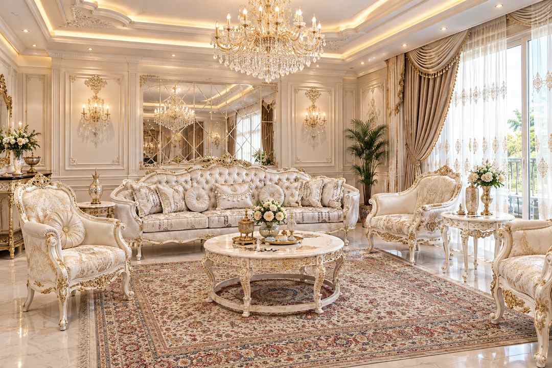 چیدمان مبل سلطنتی و استیل